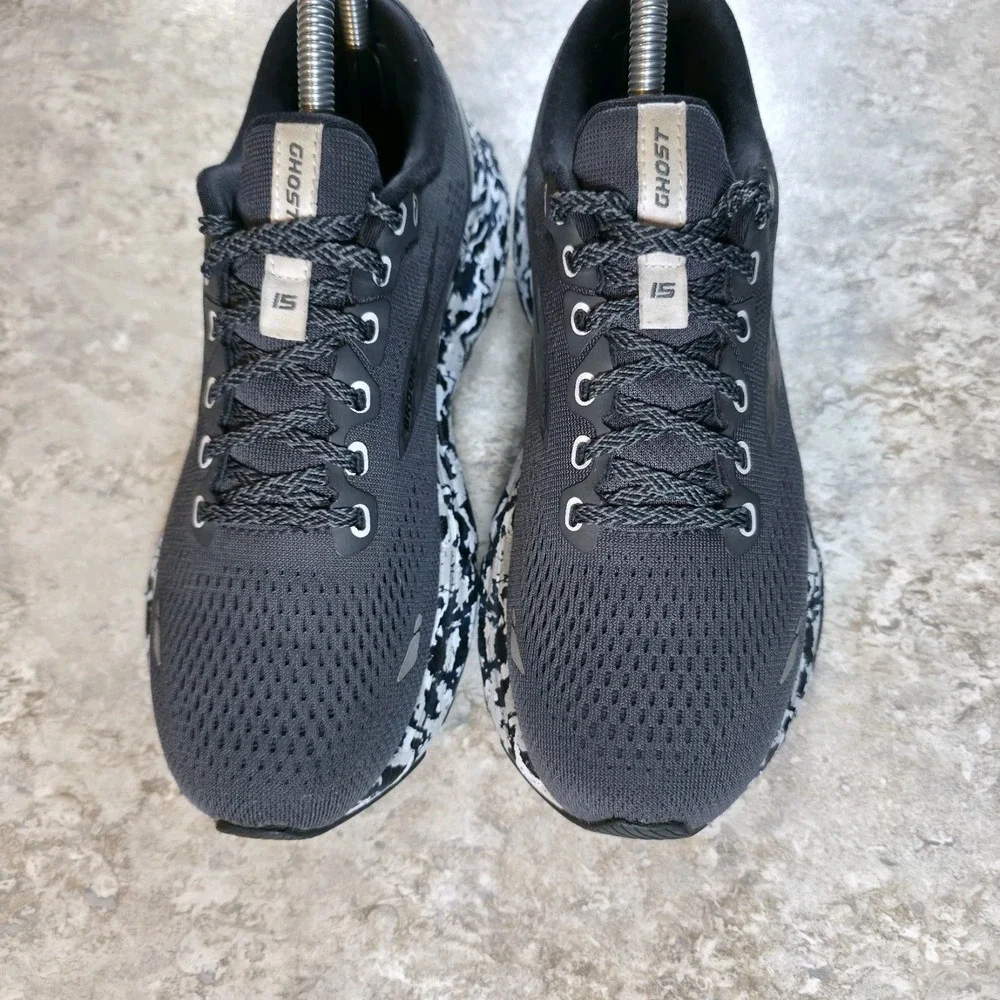 Brooks Ghost 15 Black Ebony Oyster Camo Womens 7.5 B Running Shoes #1203801B004
